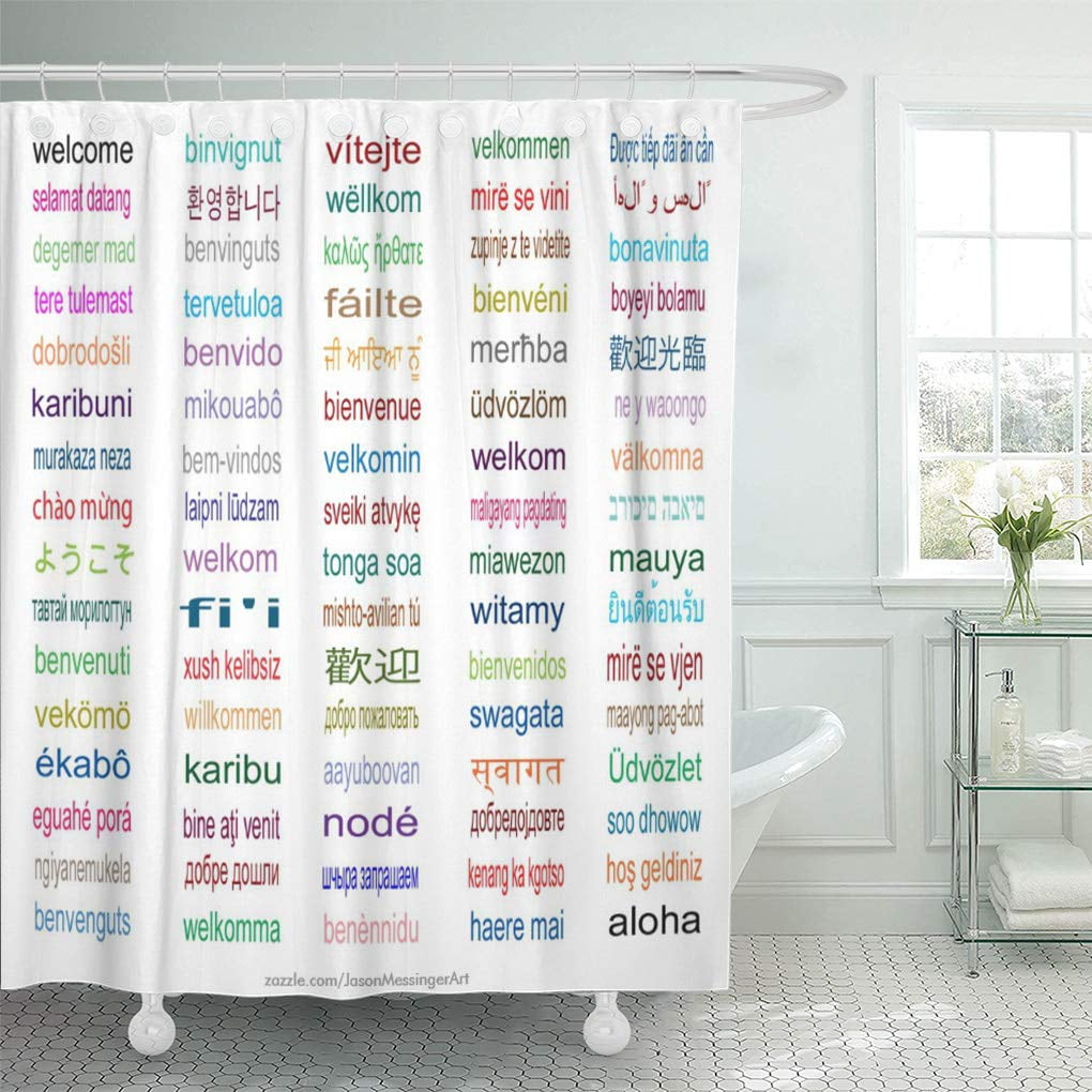 CYNLON ESL in 80 Languages Ell Hello Translation English Bathroom Decor Bath Shower