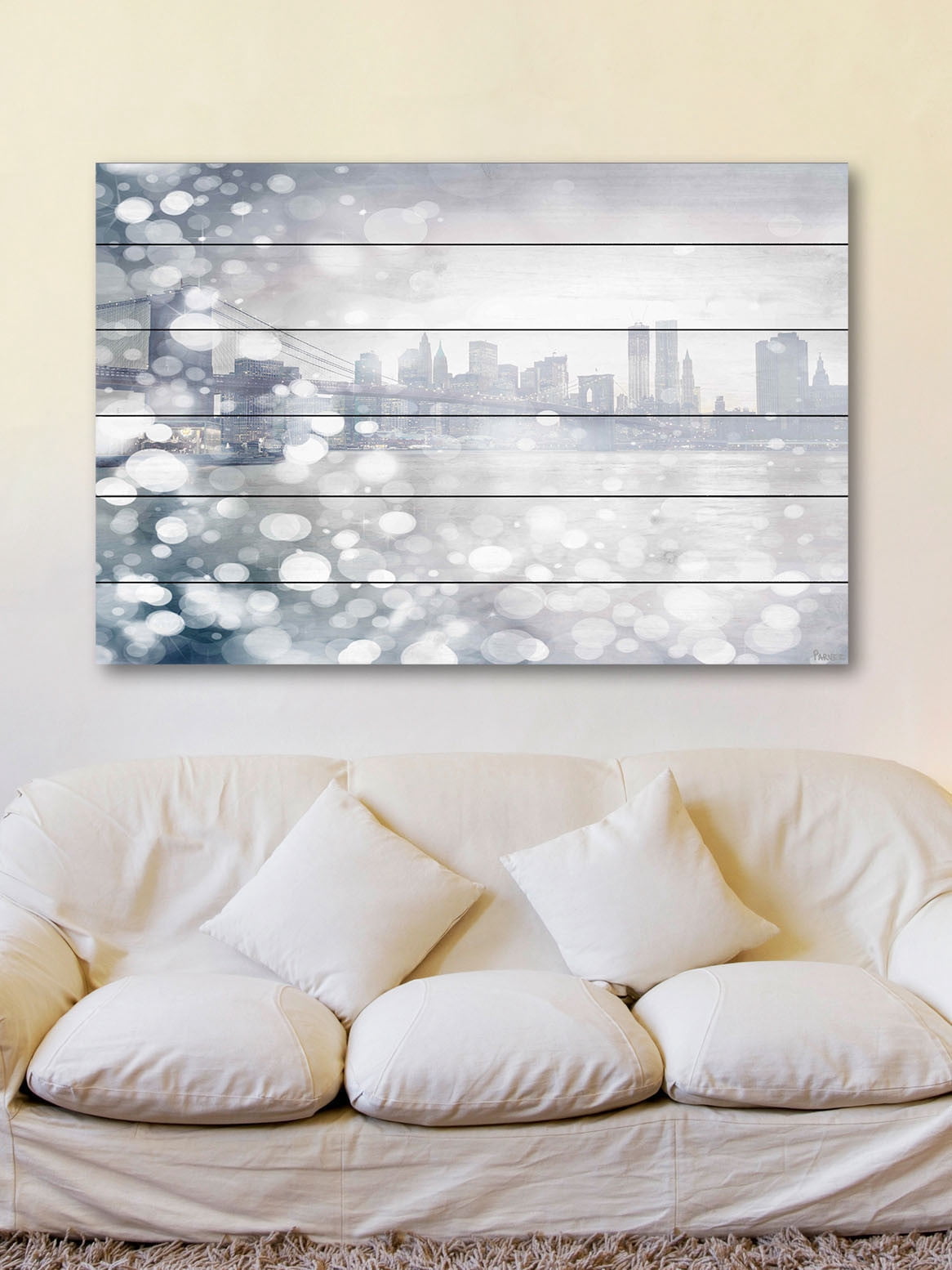 Parvez Taj Down Town Art Print on White Pine Wood
