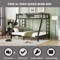 thumbnail image 4 of Bellemave Twin XL over Queen Bunk Bed Heavy Duty Metal Bunk Beds with 2 Ladders and Guardrails Space Saving 2 Bunk Beds Noise Reduced Queen Bunk Bed for Adults, Teens, Black, 4 of 12