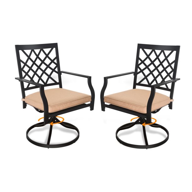 ZAQW MEOOEM Outdoor Swivel Chairs Set of 2 Patio Metal Dining Rocker ...