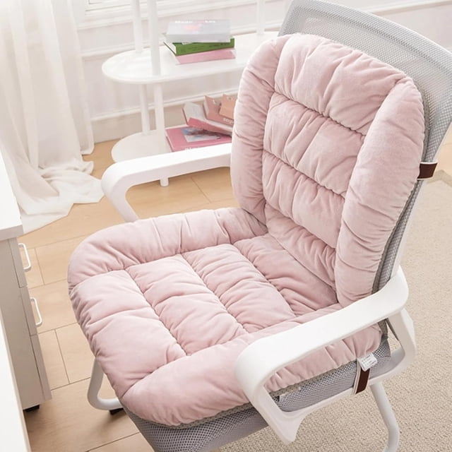 Cojín para silla de escritorio de 35 x 18, cojín de asiento suave con funda extraíble, cojín para silla de oficina con lazos, cojín de asiento de felpa con soporte para la espalda, cojín para mecedora