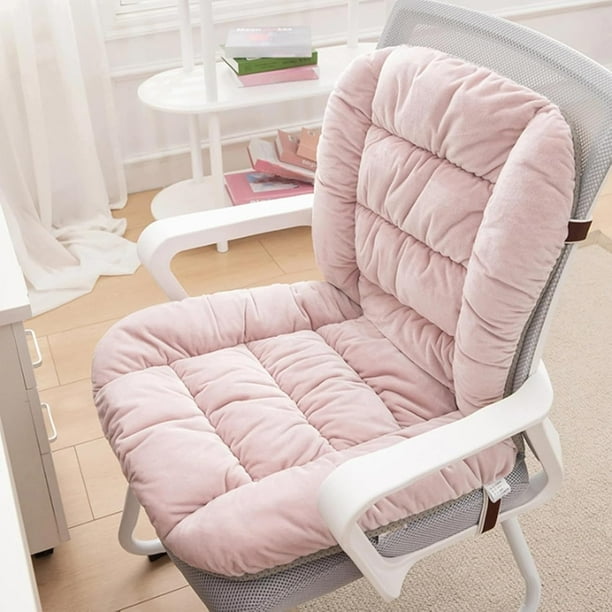 Cojín para silla de escritorio de 35 x 18, cojín de asiento suave con funda extraíble, cojín para silla de oficina con lazos, cojín de asiento de felpa con soporte para la espalda, cojín para mecedora