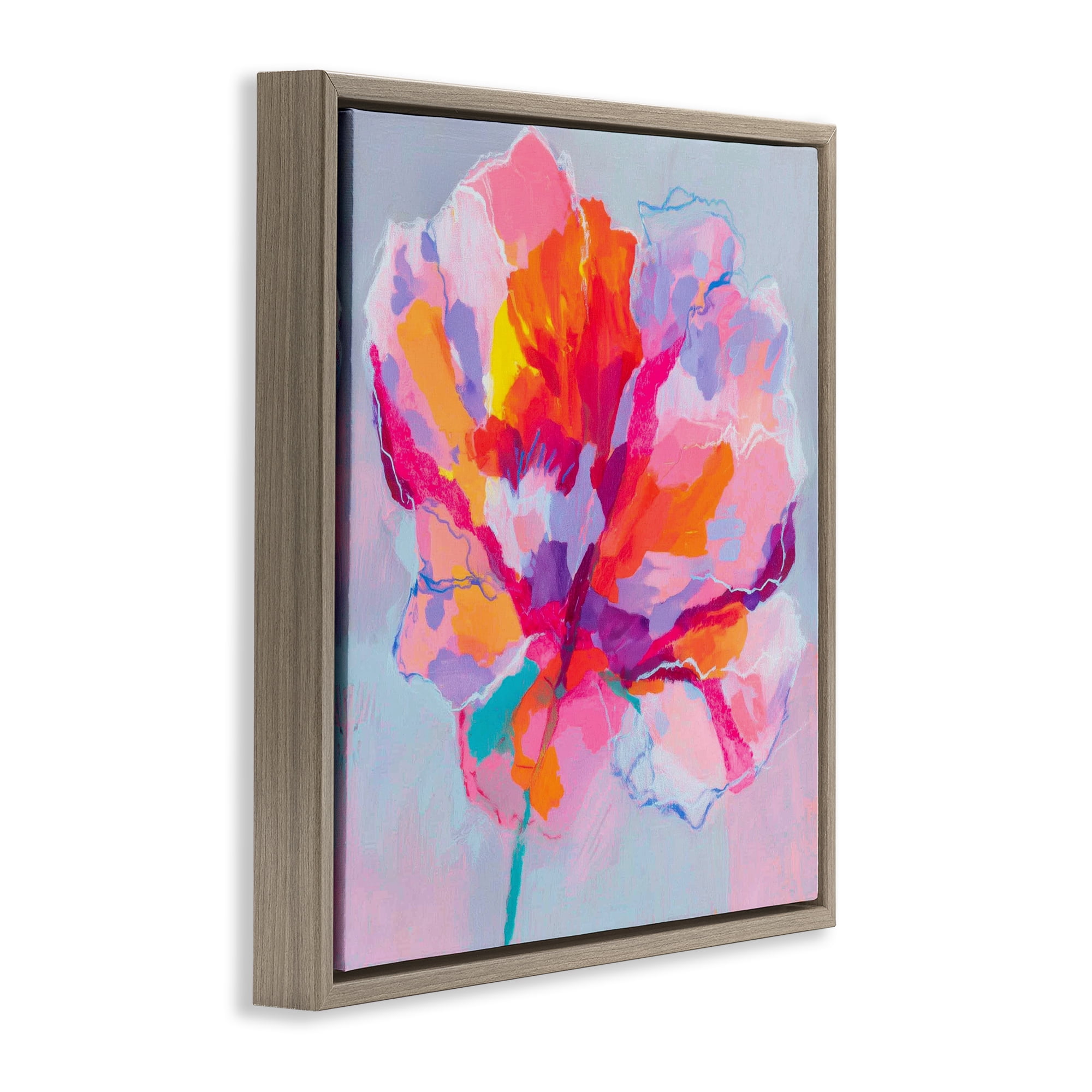 Stupell Industries The Open Petal Expression Brown Framed Floater Canvas Wall Art, design by Chromatic Storm Studio
