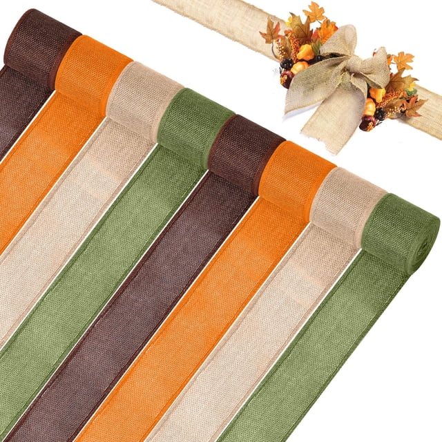 Cinta decorativa WILLBOND, 8 rollos, 5 m, 6 cm, arpillera con borde alámbrico