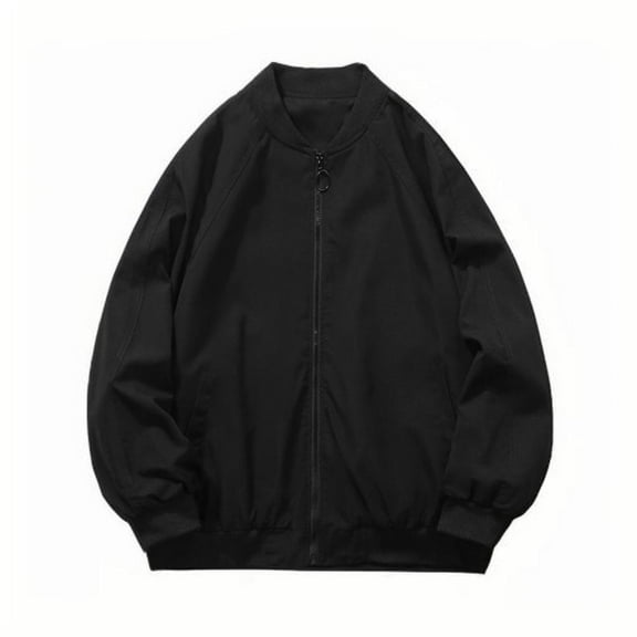 YLSDY Men's Lightweight Jacket Bomber Zip Up Coat Casual Spring Fall Windbreaker Lightweight Sportswear with Pocket Black M
