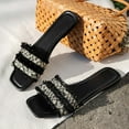 thumbnail image 5 of Jsaierl Flat Sandals for Women Dressy Summer, Summer Fashion Casual Tassels Square-head Flat Bottom Slippers Size 7, 5 of 7