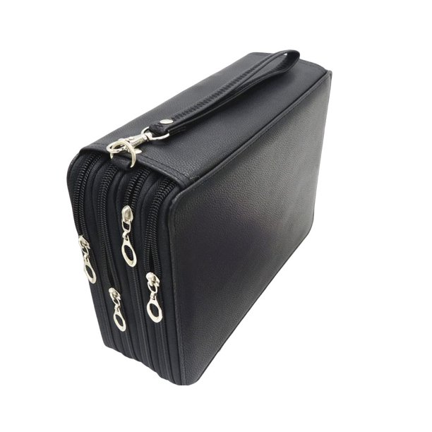 Vogacara Bolsa de lápices con cremallera para estudiantes escolares, herramienta de maquillaje, estuche de almacenamiento de gran capacidad, Juguetes Negro 168 Hoyos