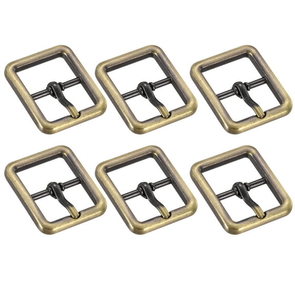 Uxcell Metal Roller Buckle, 6Pack 0.75 Inch Single Prong Belt Buckle Rectangle Center Bar Buckles for Leather Craft Accessories Belt, Bronze