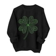 thumbnail image 2 of RKSTN Chandail à Manches Longues pour Femmes Col Rond Imprimé Jour de la Saint-Patrick Ample Décontracté Sans Capuche Noir G, 2 of 6