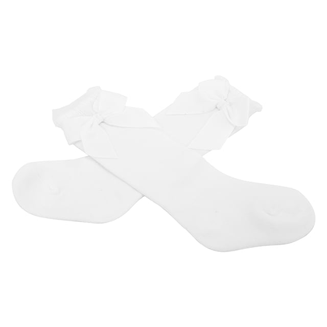 Toddlers Bow Knit Socks, Bow Long Stockings Stylish For Birthday Parties White