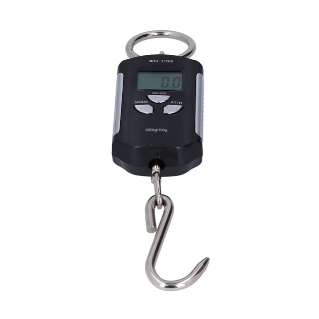 Báscula de grúa de 200 kg, resistente, con gancho colgante, portátil, electrónica, retroiluminación HD (plateada y negra)
