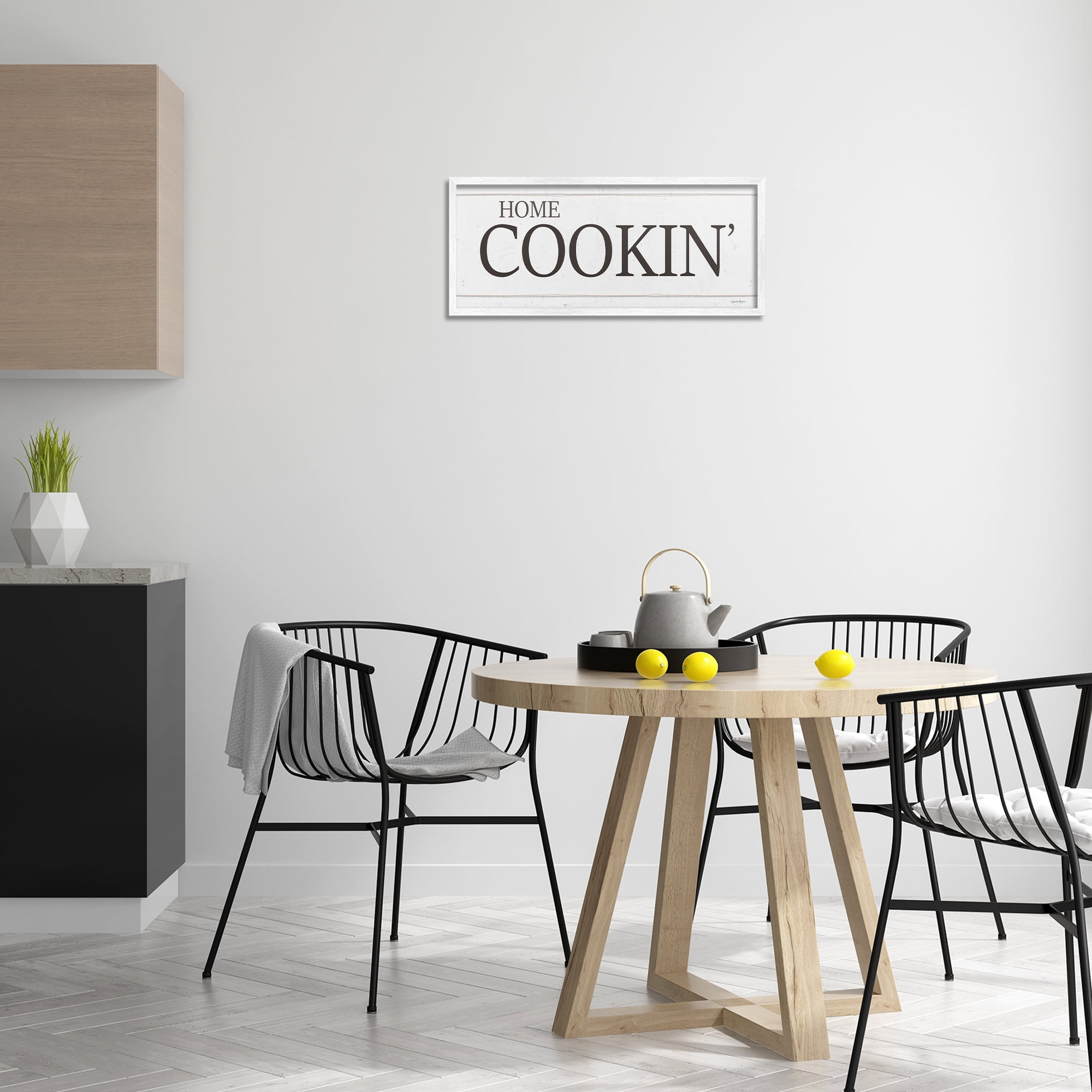 Stupell Industries Home Cookin' Phrase Food & Beverage Painting White Framed Art Print Wall Art, 24 x 10