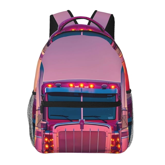 Easygdp Sunset Truck Highway Mochila Ergonómica Versátil para Laptop - Múltiples Bolsillos, Correas Ajustables, Unisex para Escuela, Viajes y Actividades al Aire Libre-One Size