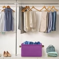 thumbnail image 5 of Storage Basket Polka Dots Purple Foldable Canvas Laundry Baskets Bin Waterproof Inner Layer with Sturdy Handles for Toy Nursery Blanket Clothes 2 Pack, 5 of 7