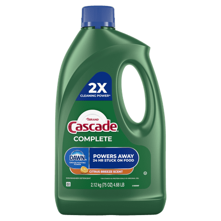 Cascade Complete Dishwasher Detergent Liquid Gel, Dish Detergent, Dishwasher Soap, Citrus, 75oz (3 Pack)