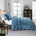 thumbnail image 5 of 3 Pcs Luxury Velvet Oversized Embroidery Quilted Quilt Set  Soft and Plush Bedding Set  Includes Quilt and Shams All-Season Comforter, 5 of 10