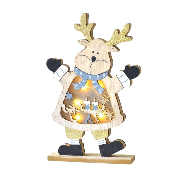 Decoración navideña de madera con LED para mesa, escaparate de compras navideñas, decoración de interiores para el hogar Alce