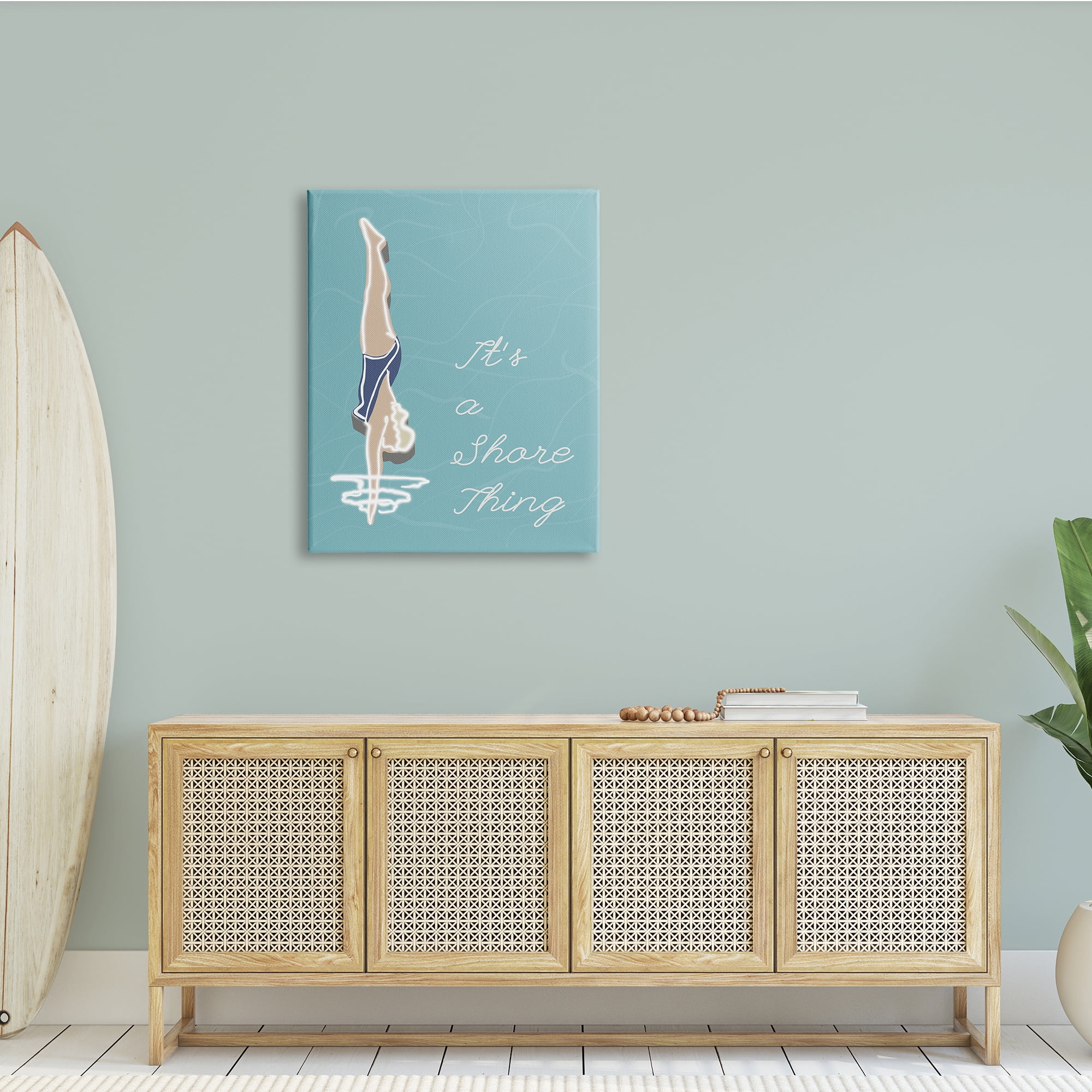 Stupell Indtries It’s a Shore Thing Swimming Pun Woman Diving,30 x 40,Design by Jen Bucheli