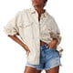thumbnail image 5 of Abrigo de mezclilla con bolsillos Chaqueta de mezclilla Abrigo Moda Color sólido Abrigo casual diario, 5 of 6