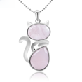 thumbnail image 1 of Collar con colgante de piedra con forma de animal, bonito colgante de gatito, collar de ágata con cadena, joyería para mujer, 1 of 5