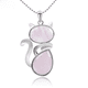 thumbnail image 1 of Collar con colgante de piedra con forma de animal, bonito colgante de gatito, collar de ágata con cadena, joyería para mujer, 1 of 5