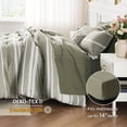 thumbnail image 6 of U by Bedsure Full Size Bedding Sets 7 Pieces, Olive Green White Striped Bedding Comforter Sets All Season Bed Set, 2 Pillow Shams, Flat Sheet, Fitted Sheet and 2 Pillowcases, 6 of 7