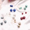 thumbnail image 2 of Pendientes Farfi en forma de U con doble cara de perlas de imitación chapadas en oro, joyería colgante para mujer, color burdeos, 2 of 5