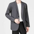 thumbnail image 6 of Handshe Men's Fashion Solid Color Long Sleeve Lapel Shoulder Pads Single Breasted Drape Blazer with Back Vent and Pockets, Business Formal Suit Jacket for Men,Plus Size, 6 of 6