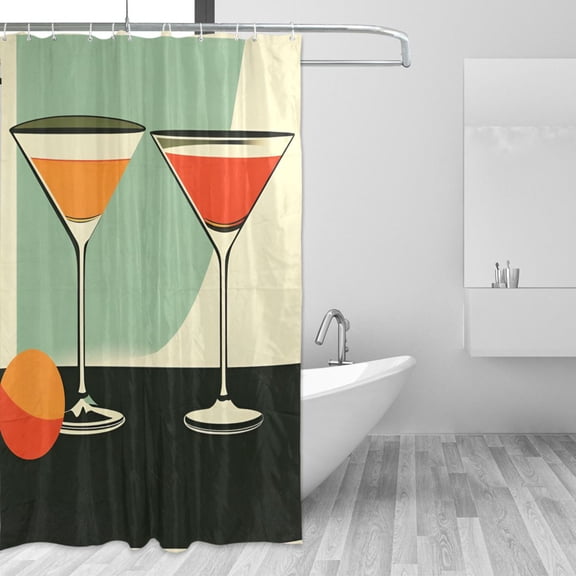 Yayeee Shower Curtain with Hooks 72"x72" Waterproof Fabric Bathroom Hanging Decor, Red Glasses