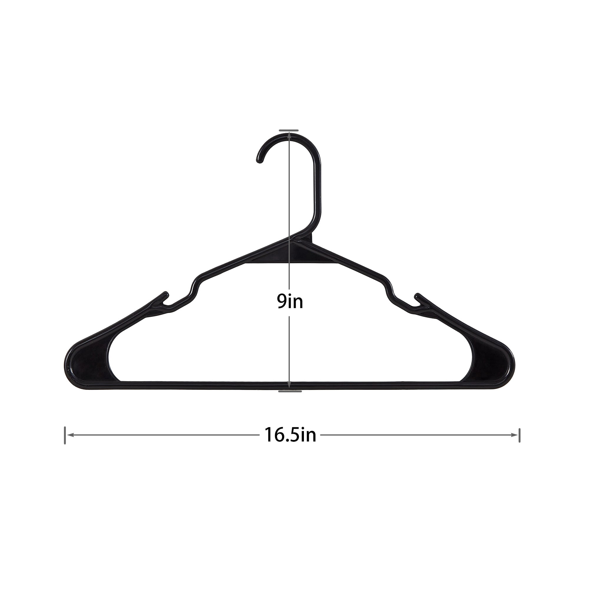VECELO 25 Pack Plastic Hanger, Space Saving, Sturdy Heavy Duty Clothing Notched Hangers, Black