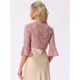 thumbnail image 3 of DARING DIVA Bell Sleeves Floral Lace Cardigan Cropped Shrug Tops XL Dark Pink, 3 of 5
