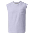 thumbnail image 3 of Muscle Shirt for Men Sleeveless Crew Neck Solid Color Sports Athletic Pullover Tee with Pocket Fathers Gift, 3 of 8