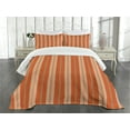 thumbnail image 3 of Ambesonne Burnt Orange Quilted Bedspread Set 3 Pcs, Retro Themed Stripes, Queen Size, Burnt Orange Tan, 3 of 5