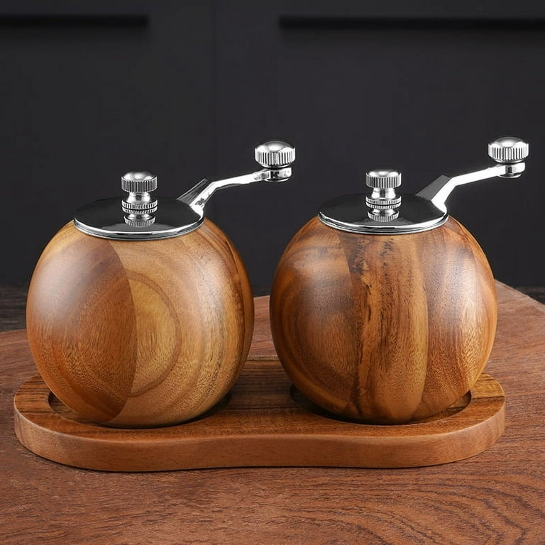 Acacia Wood Salt and Pepper Grinder Set - 8 Inch Tall Grinding Tools with  Wooden