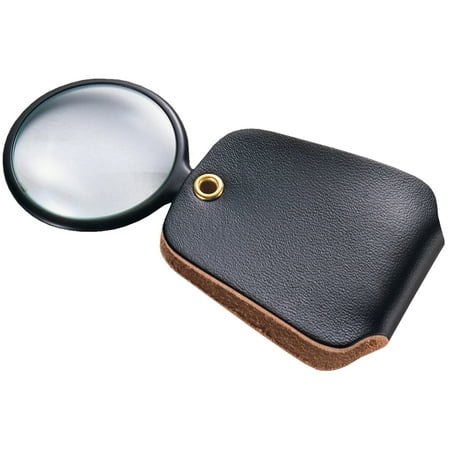 General Tools 532 2.5X Power Pocket Magnifier with Simulated Leather Case, Black