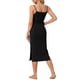 thumbnail image 3 of Camisón de noche sin mangas de punto acanalado para mujer INSPIRE CHIC, elegante vestido de dormir midi de verano, camisón negro M, 3 of 6