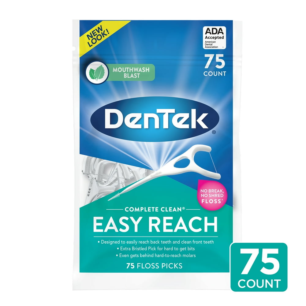 DenTek Complete Clean Easy Reach Floss Picks, No Break & No Shred Floss