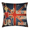 thumbnail image 1 of British Throw Pillow Cushion Cover, I Love London Quote with English Man on UK Flag Backdrop National Design, Decorative Square Accent Pillow Case, 18 X 18 Inches, Gold Dark Blue Red, by Ambesonne, 1 of 2