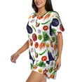 thumbnail image 3 of Womens Pajama Sets With Pocket, Eggplant vegetable Lounge Sets Short Sleeve Sleepwear PJ Sets for Women, 3 of 6