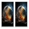 thumbnail image 2 of Designart "Celestial Worlds II" Galaxies Framed Wall Art Set Of 2 - Teal Fantasy Gallery Wall Frame Set For Home Decor, 2 of 7