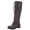 Brown_001, variant on Women's Round Toe Knee High Tall Boots, Front Lace Up Vintage Boots with Multi Buckle Straps, Low Heel Cosplay Boots Yellow 5.5(EU-36)