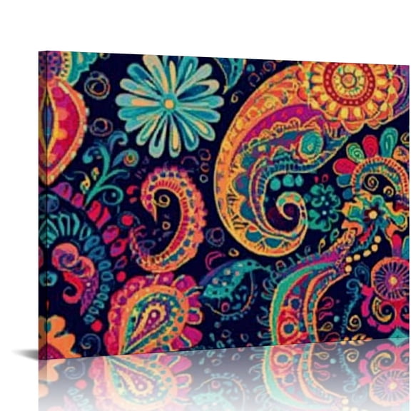 BCIIG Paisley Pattern Canvas Art Print for Home Wall Decor Living Room Bedroom Office, Waterproof and Tear Resistant, Set of 4 20x16in