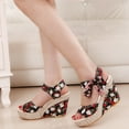 thumbnail image 3 of Womens Extra High Heels Dress Sandals Summer Flower Open Peep Toe Platform Wedge Dressy Sandals, 3 of 8
