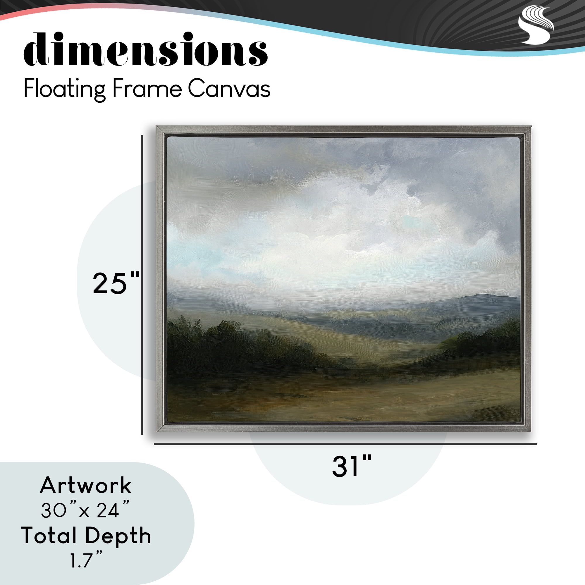 Stupell Industries Refreshed Quiet Rolling Hills Gray Framed Floater Canvas Wall Art, design by Annabelle Hall