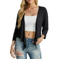 thumbnail image 3 of Cueply Women's 3/4 Sleeve Tie Front Cardigan Shrug Bolero Lightweight Top Summer Casual Short Shawl, 3 of 7