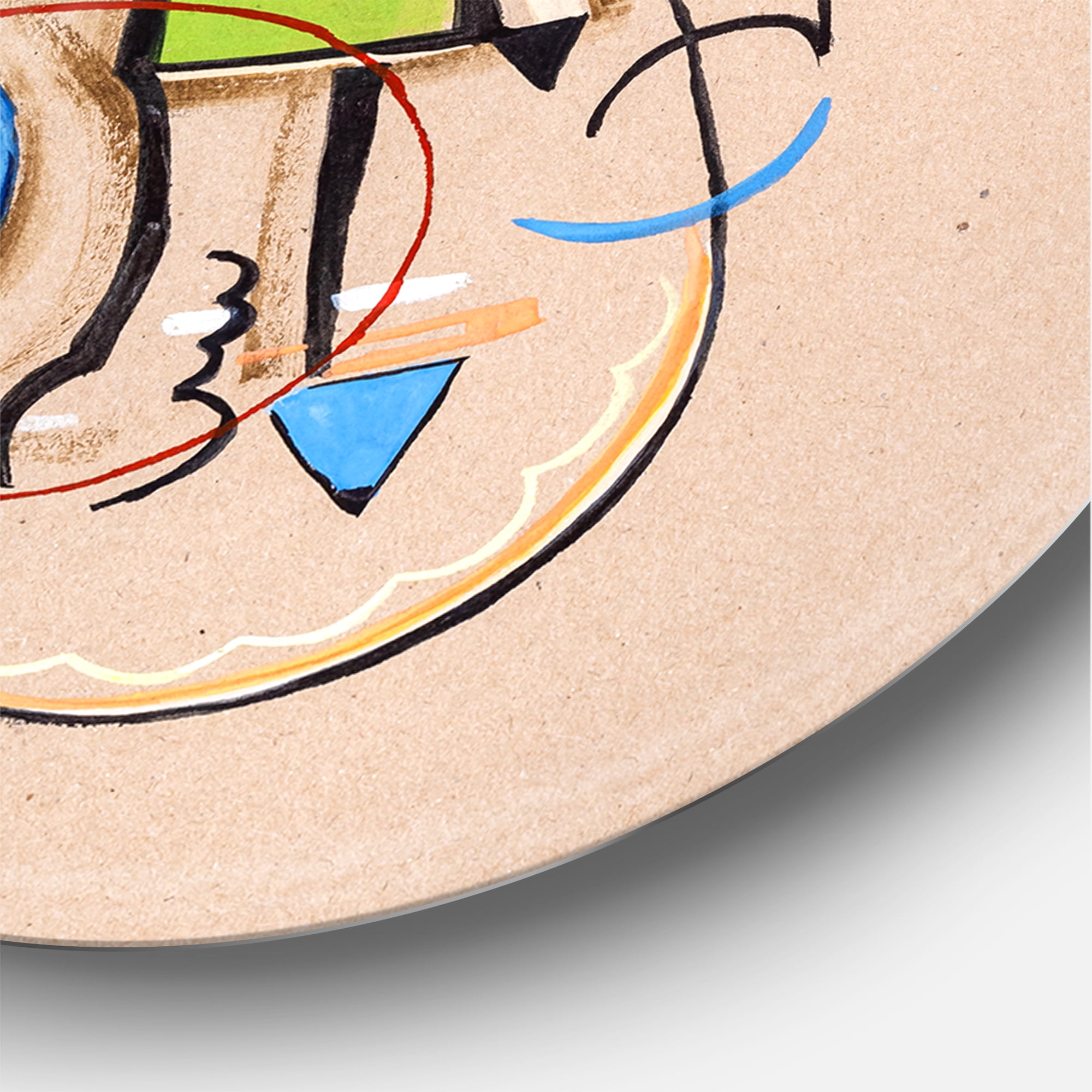 Designart 'Abstract Compositions Of Colored Geometric I' Modern Circle Metal Wall Art 29x29 - Disc of 29