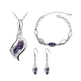 thumbnail image 2 of Women Rhinestone Geometric Pendant Necklace Bracelet Hook Earrings Jewelry Set, 2 of 8