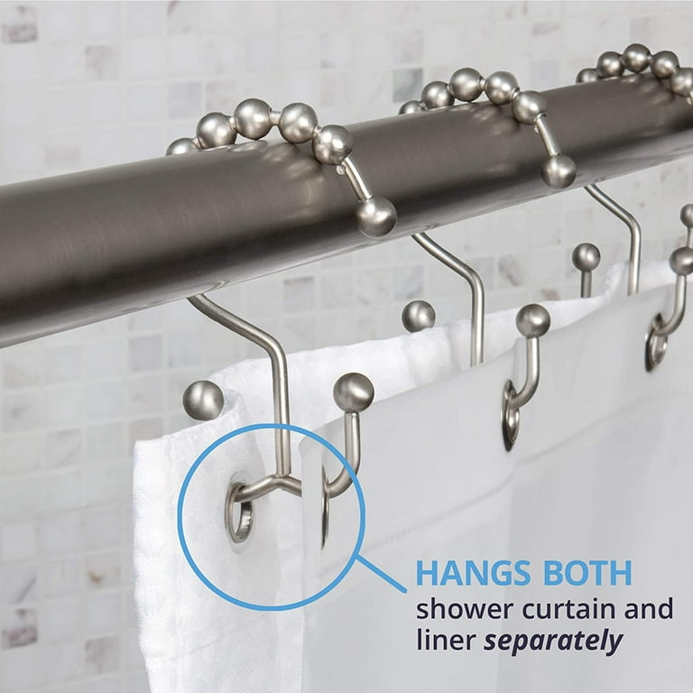 Maytex Shower Curtain Hooks, Shower Curtain Rings, Rust-Resistant Decorative Double Roller Glide Shower Hooks, Shower Rings for Bathroom Shower Rods