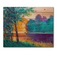 thumbnail image 3 of Designart 'Colorful Trees During Twilight Along River' Traditional Print on Natural Pine Wood, 3 of 5