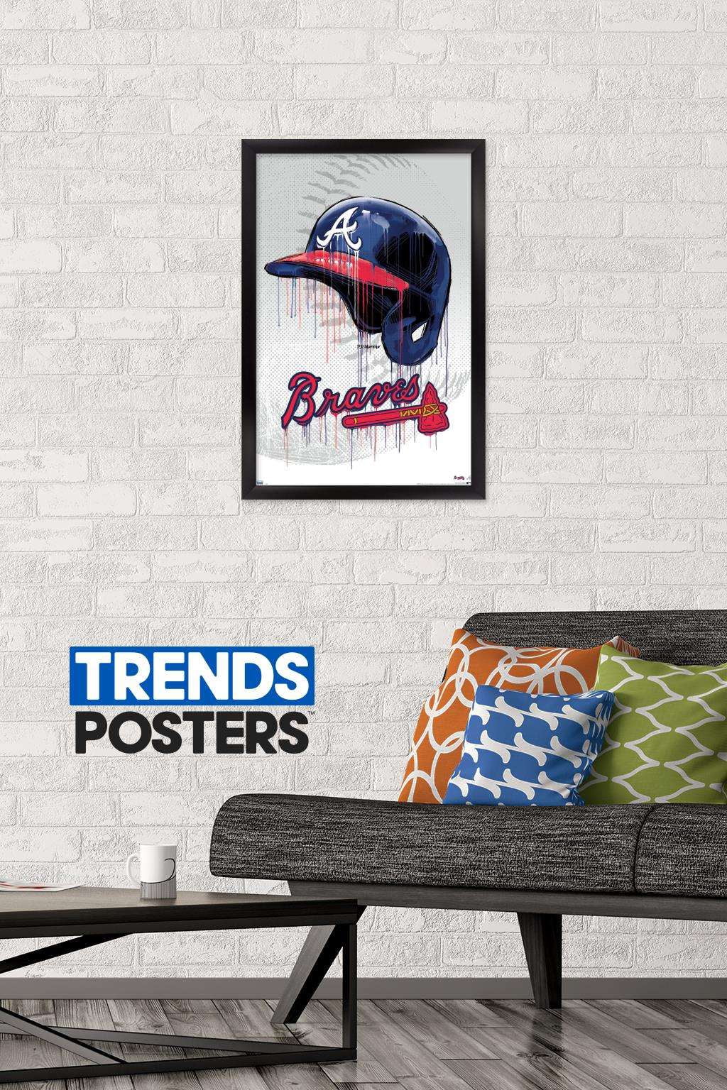 MLB Atlanta Braves - Drip Helmet 20 Wall Poster, 14.725" x 22.375", Framed